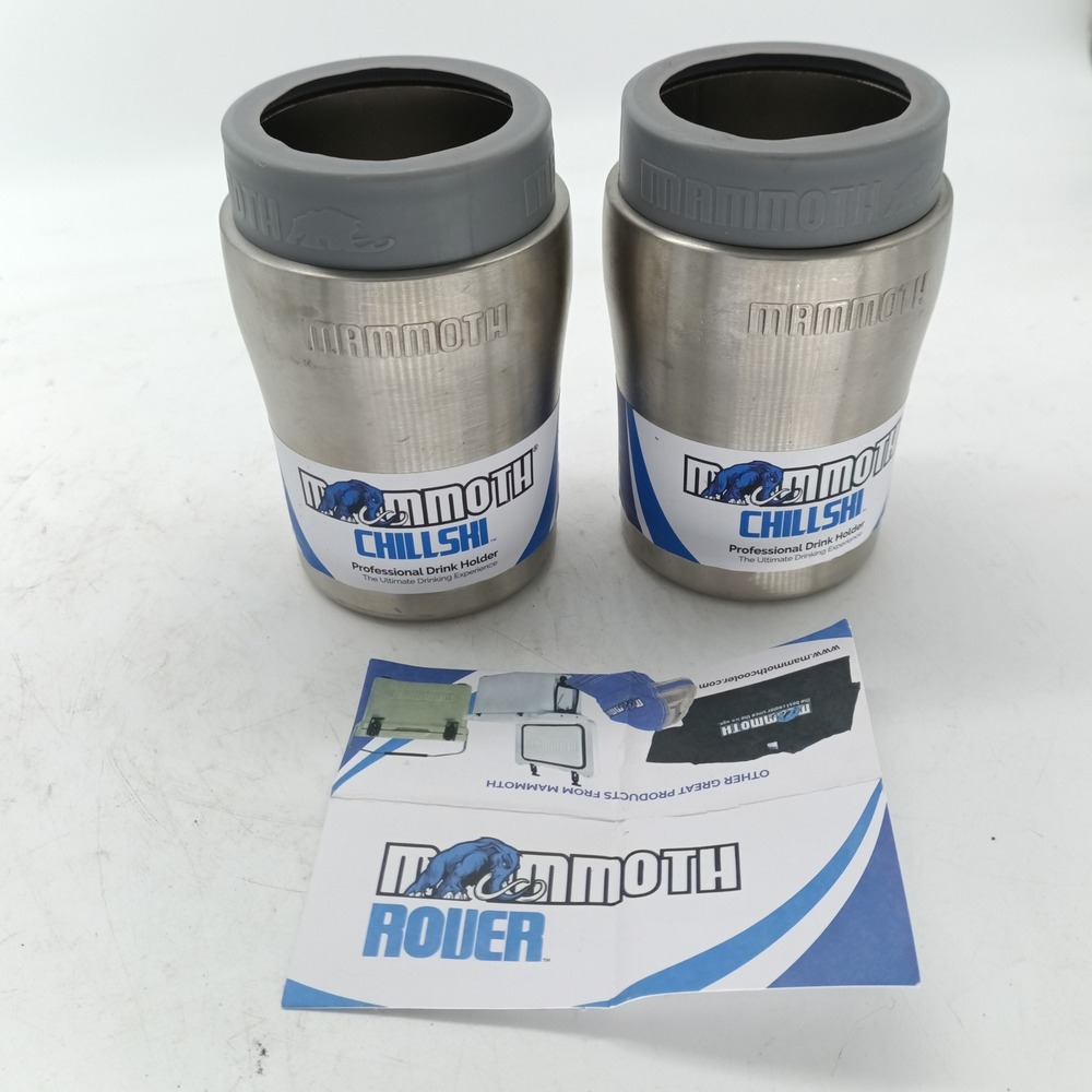 Lot of 2 Mammoth Chillshi Stainless Steel Insulated Drink Holder MS-12KZ c4